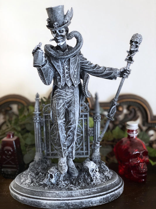 Baron Samedi, Voodoo Loa of Death Statue, Hand Painted Resin Sculpture | Legendary Voodoo Figurine | Gothic Altar Statue for Witchy Decor