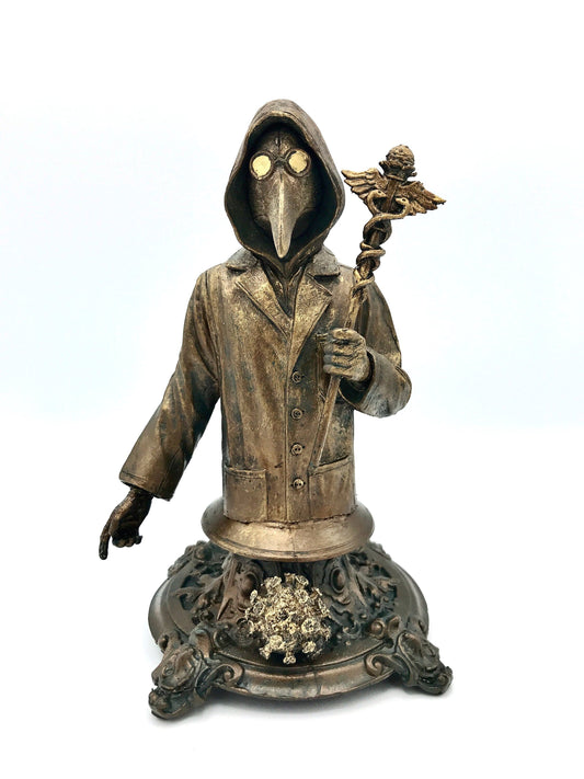 Healthcare Worker Bust, Plague Doctor Variant, Bronze Finish, Doctors Without Borders Charity