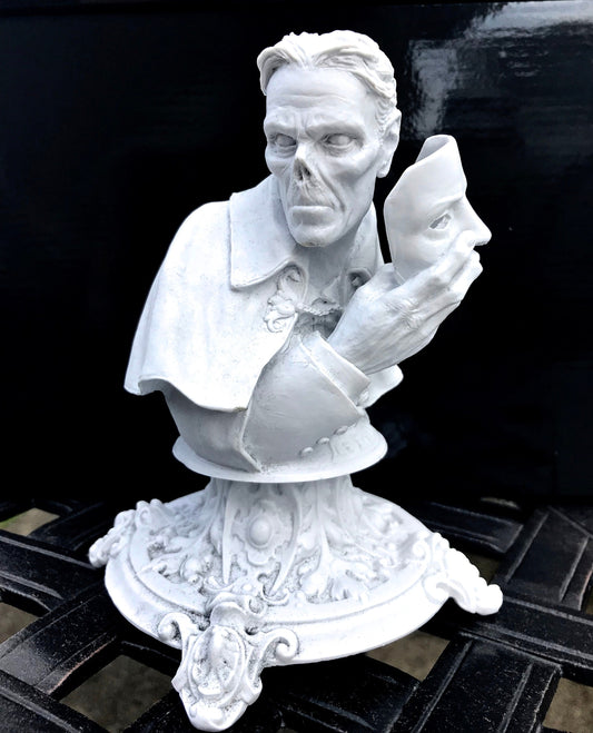Phantom of the Opera Bust, Hand Painted Resin Sculpture, White |. Halloween Monster Opera Ghost Figurine | Gothic Art for Spooky Home Decor