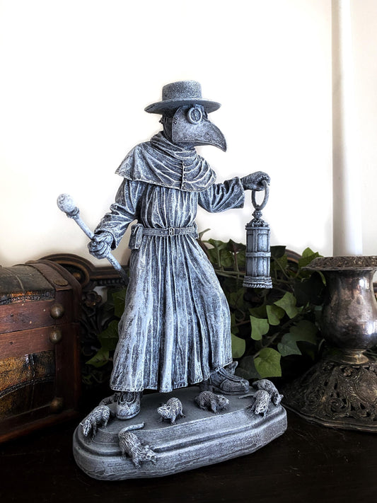 Plague Doctor Statue, Hand Painted Resin Sculpture | Gothic Medieval Figurine | Dark Folklore Art for Spooky Home Decor