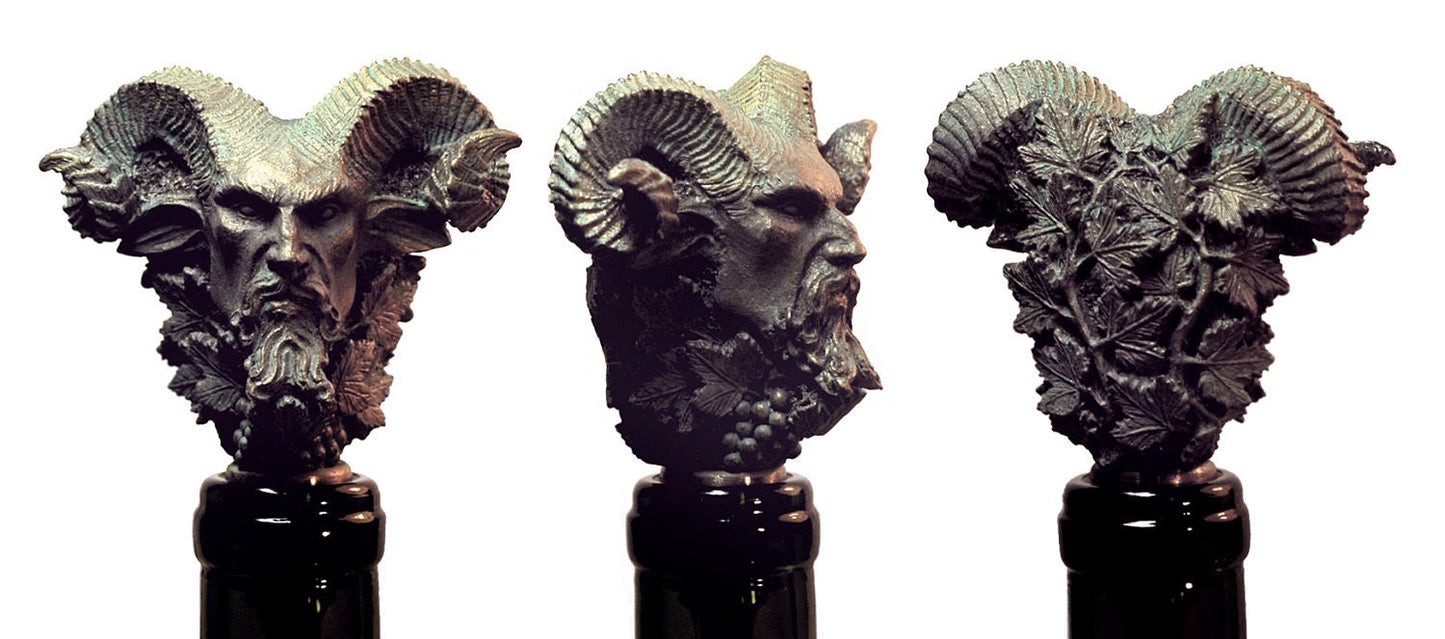 Satyr Winestopper, Hand Sculpted Resin | Mythic Fantasy Art Barware | Legendary Dionysus  Bottle Stopper | Fantasy Wine and Barware Gift