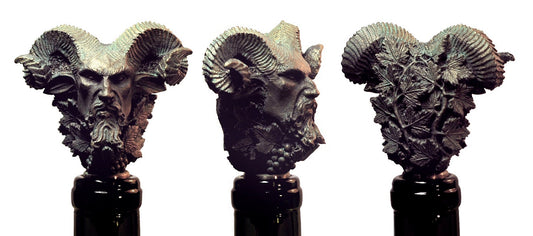 Satyr Winestopper, Hand Sculpted Resin | Mythic Fantasy Art Barware | Legendary Dionysus  Bottle Stopper | Fantasy Wine and Barware Gift