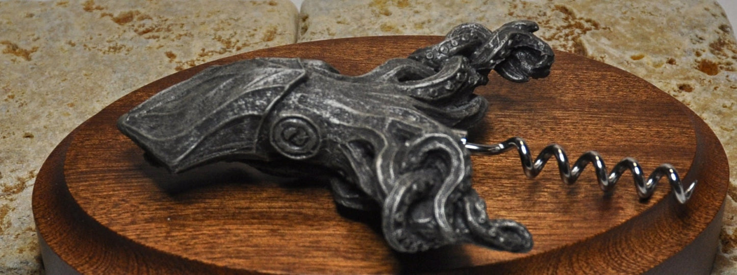 Kraken Squid Corkscrew, Hand Painted Resin | Gothic Nautical Barware | Squid Cthulhu Cork Screw, Gothic Wine and Barware Gift