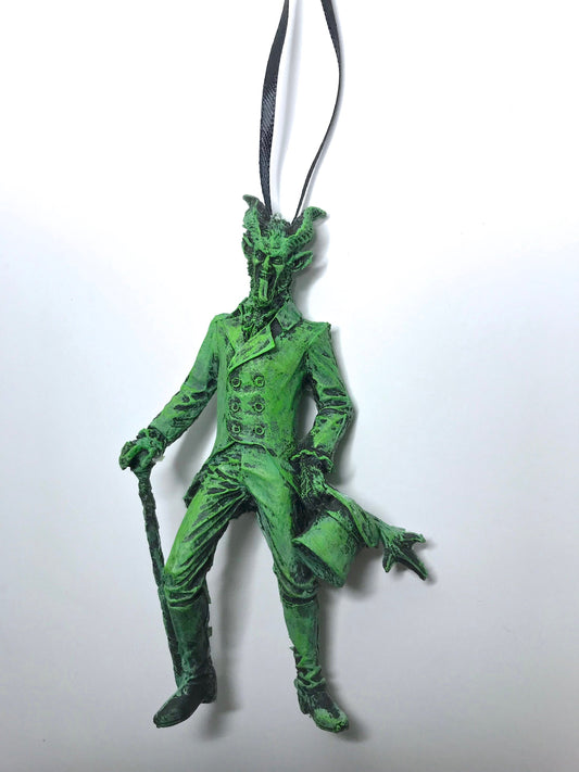 Gentleman Krampus Ornament, Hand Painted Resin Sculpture | Christmas Legend Figurine |Unique Dark Christmas Demon Ornament for Holiday Decor