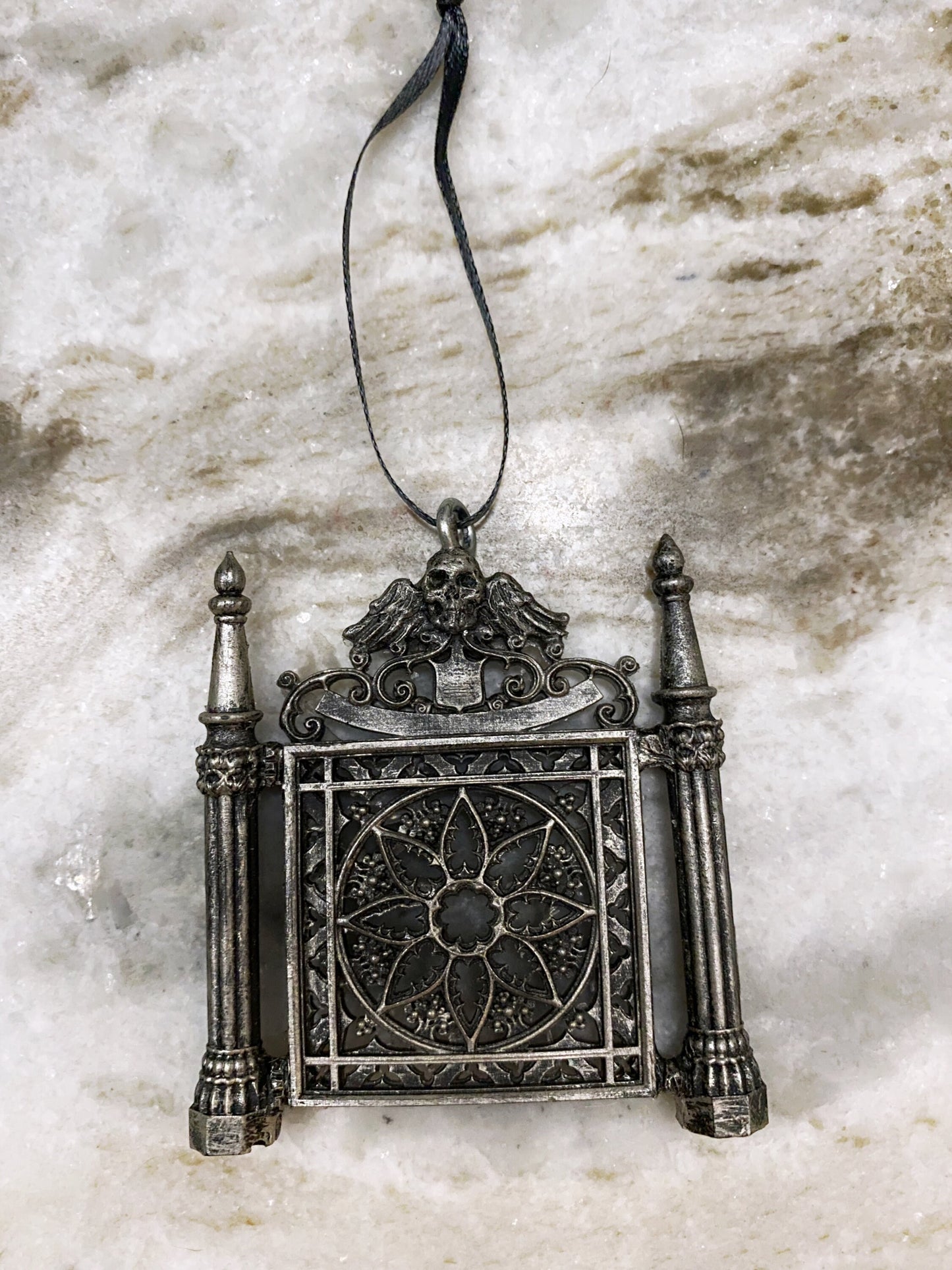 Cemetery Gates Ornament, Hand Painted Resin Sculpture |Occult Folklore Figurine | New Orleans Graveyard Gate Ornament for Holiday Decor
