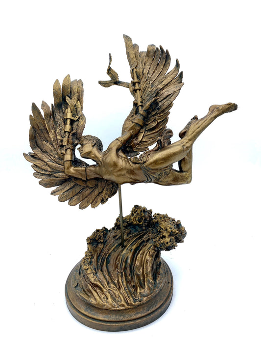 Flight of Icarus/ Fallen Angel Statue, Hand Painted Resin | Mythological Character Figurine | Myths and Legends Statue |Fantasy Art Decor
