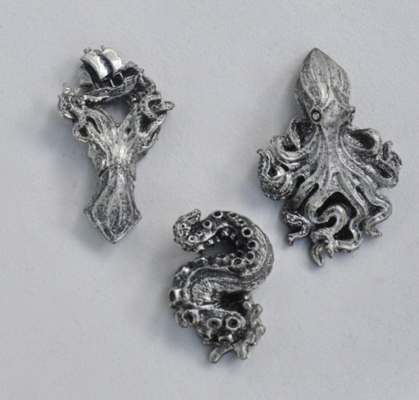 Set of Kraken Magnets- Octopus, Squid, Tentacle | Hand Painted Resin Sculpture | Nautical Decor| Kraken Magnets for Fantasy and Gothic Decor