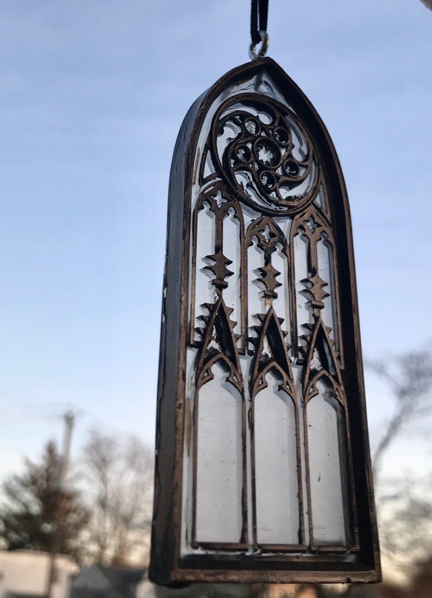 Gothic Cathedral Arch Ornament, Translucent | Unique Gothic Home Decor | Resin Medieval Architecture, Gothic Ornament Holiday Decor