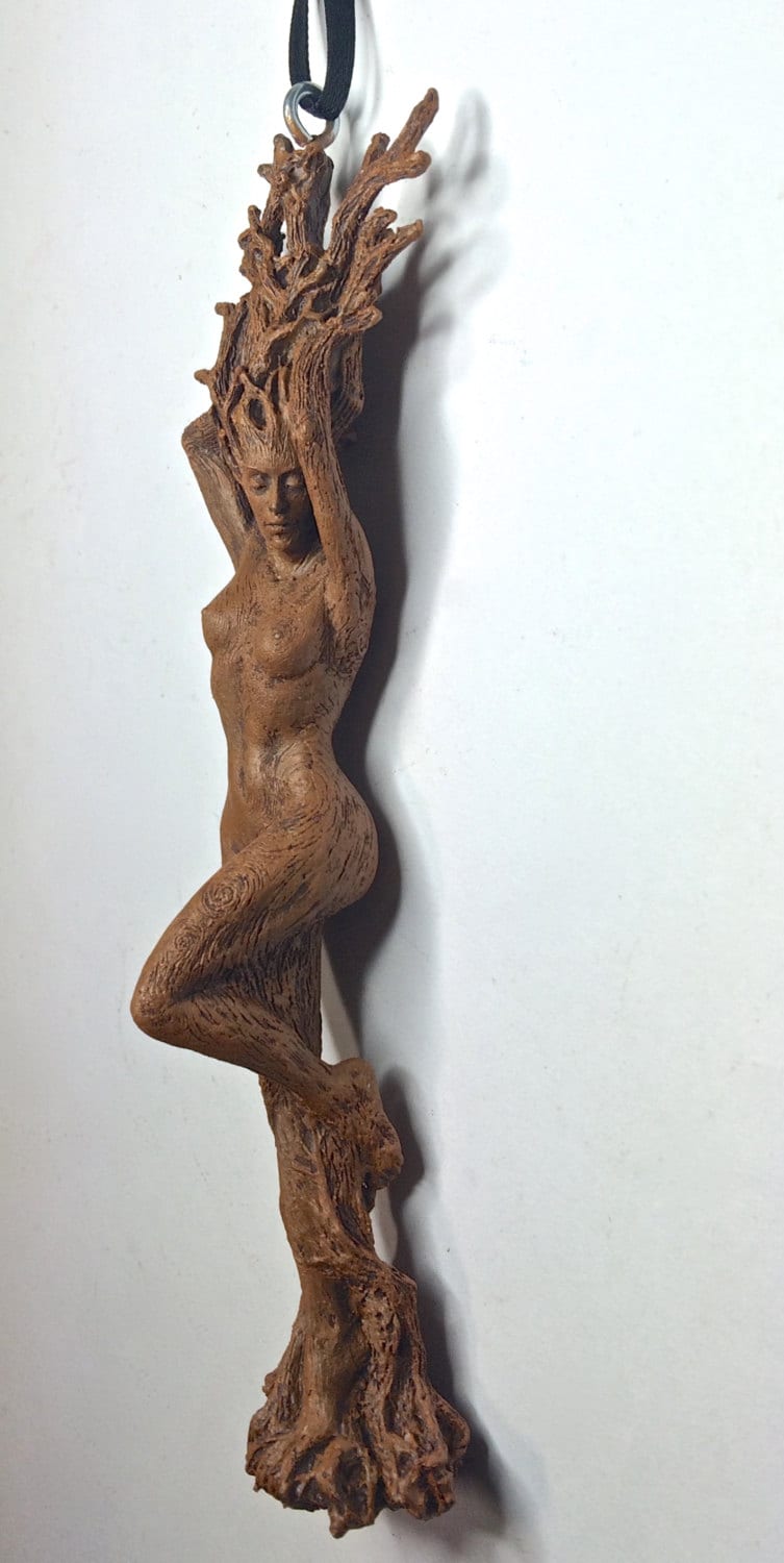 Dryad Ornament, Hand Painted Resin Sculpture | Mythological Forest Creature Figurine | Woodland Nature Goddess Ornament for Fantasy Decor