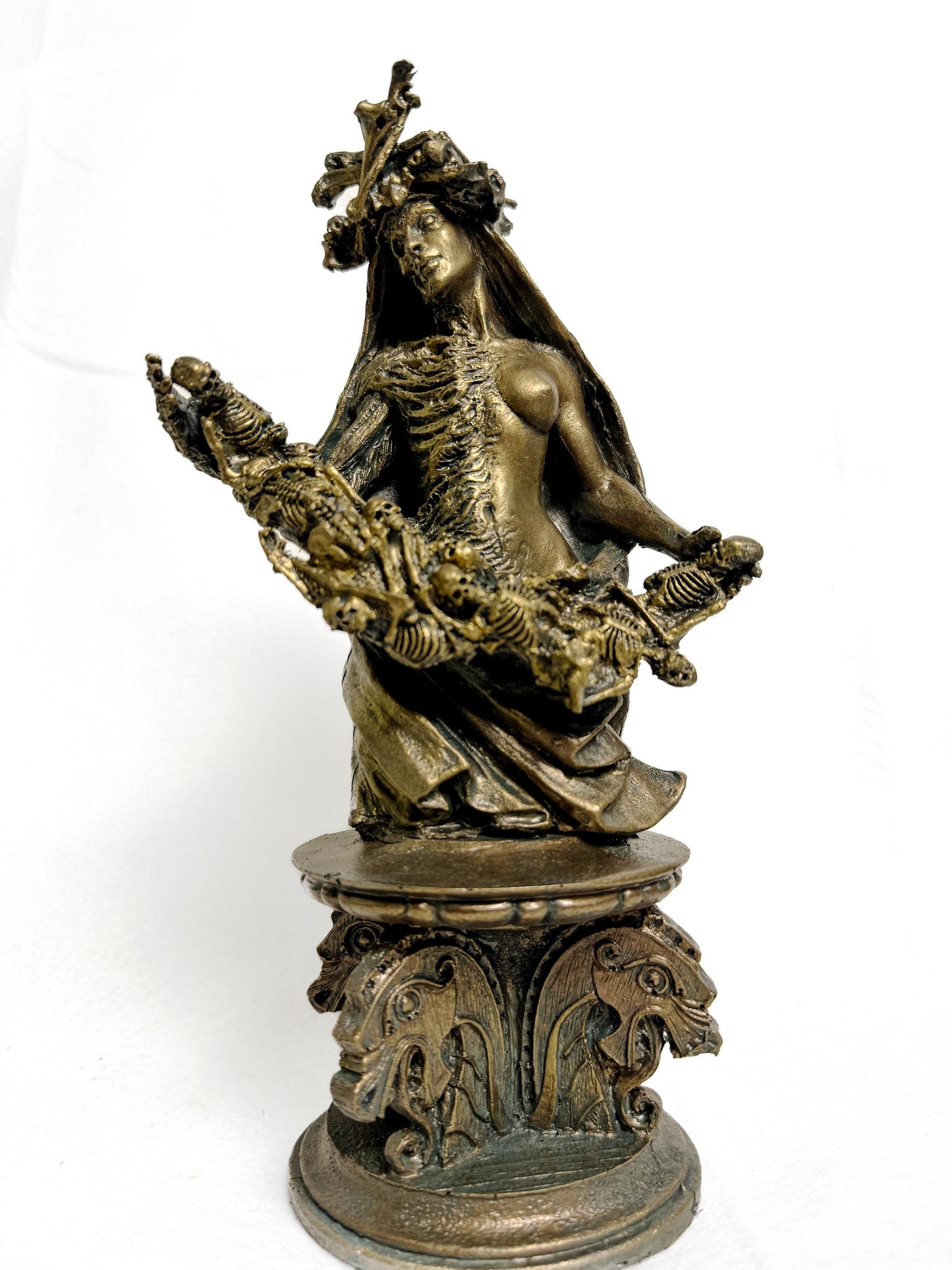 Hel, Goddess of Death and the Underworld Bust, Hand Painted Resin Sculpture | Pagan Goddess Figurine | Altar Statue for Gothic Home Decor