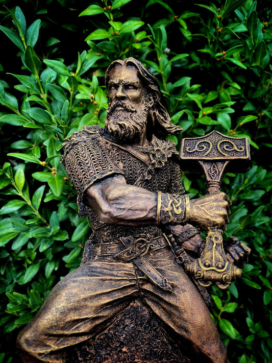 Thor Bust, Hand Painted Resin Sculpture | Norse Mythology Figurine | Myths and Legends God of Thunder Statue, Fantasy Art Home Decor