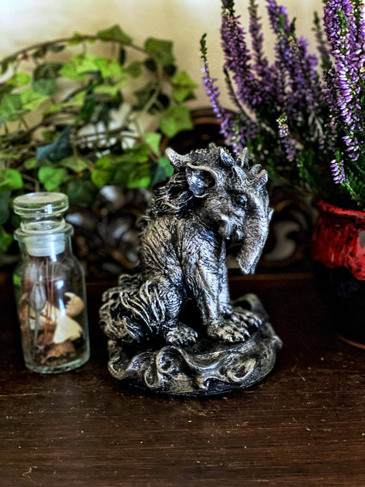 Baku, the Dream Guardian Statue, Hand Painted Resin Sculpture | Mythical Creature Figurine | Unique Japanese Baku Figurine. Fantasy Art Gift
