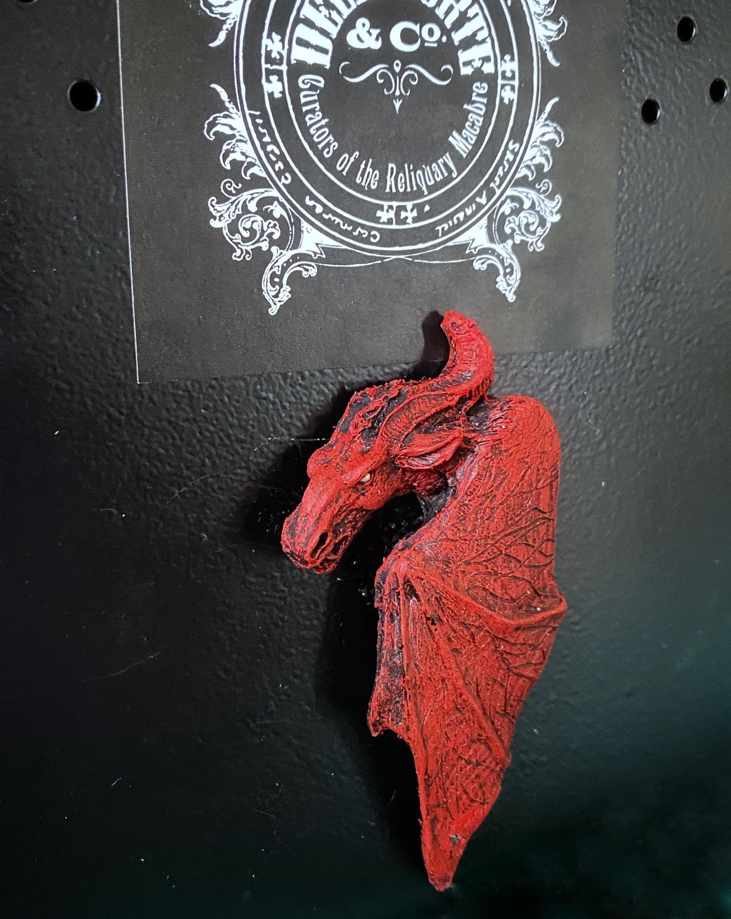 Jersey Devil Magnet, Hand Painted Resin Sculpture | Cryptid Fantasy Decor | Urban Legend Jersey Devil Magnet for Horror and Gothic Decor