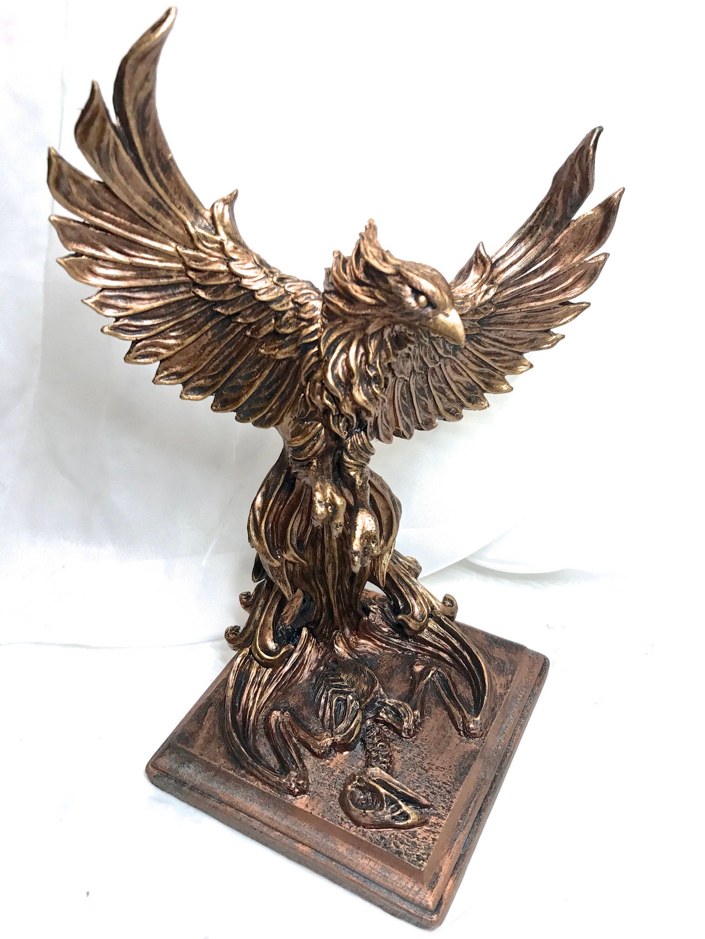 Phoenix Statue, Hand Painted Resin Sculpture | Mythical Creature Figurine | Unique Legendary Flaming Phoenix Figurine Fantasy Art Decor Gift