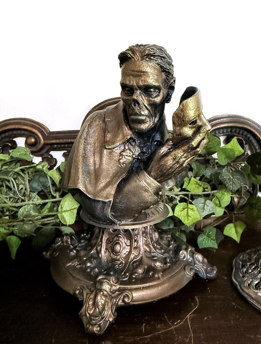 Phantom of the Opera Bust, Hand Painted Resin Sculpture |. Halloween Monster Opera Ghost Figurine | Gothic Art for Spooky Home Decor