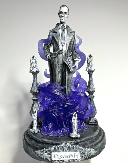 H.P. Lovecraft Statue, designed with Abigail Larson, Purple Tentacles