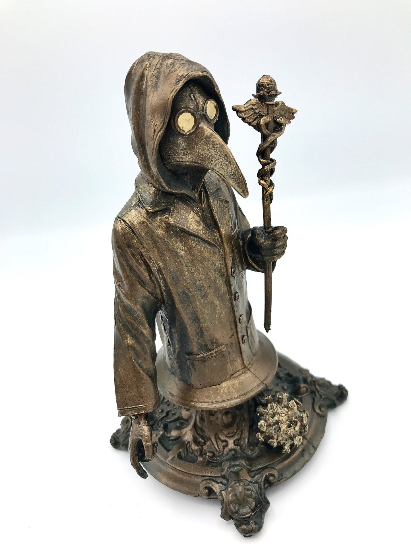 Healthcare Worker Bust, Plague Doctor Variant, Bronze Finish, Doctors Without Borders Charity