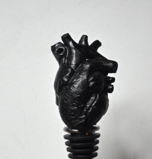 Anatomical Heart Winestopper, Black