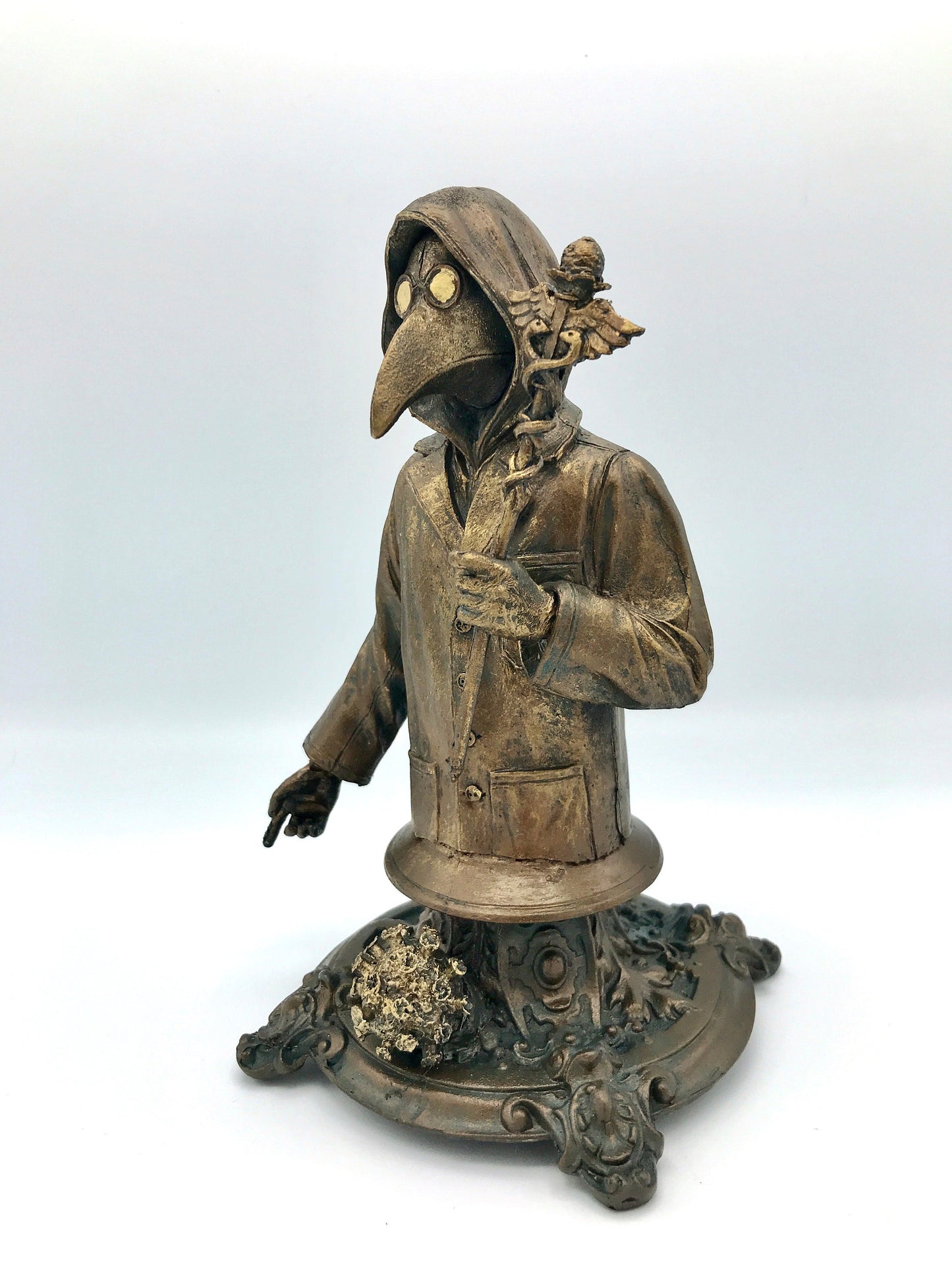 Healthcare Worker Bust, Plague Doctor Variant, Bronze Finish, Doctors Without Borders Charity