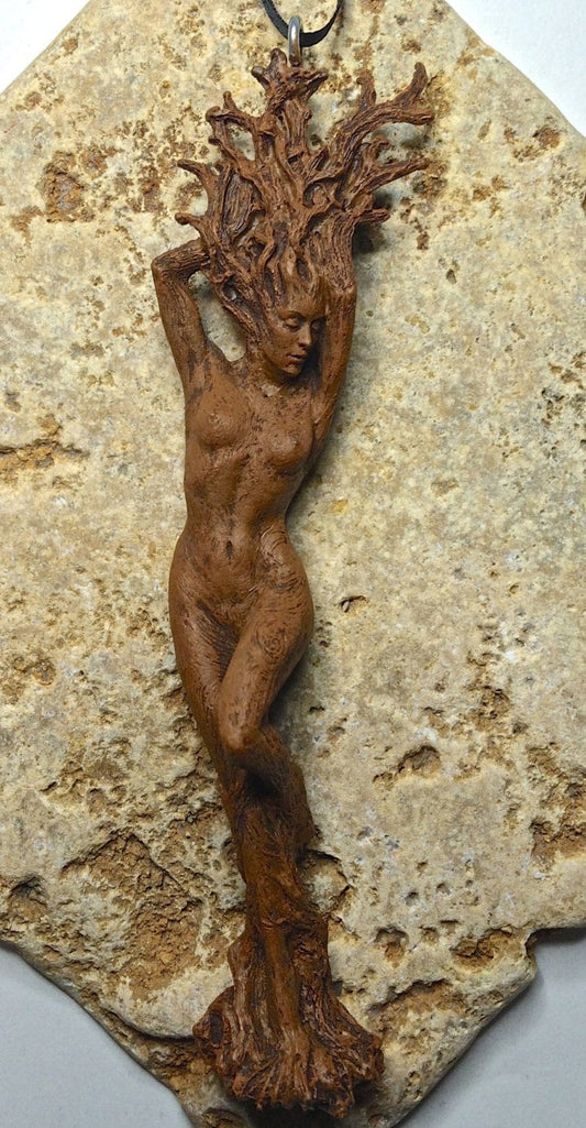 Dryad Ornament, Hand Painted Resin Sculpture | Mythological Forest Creature Figurine | Woodland Nature Goddess Ornament for Fantasy Decor