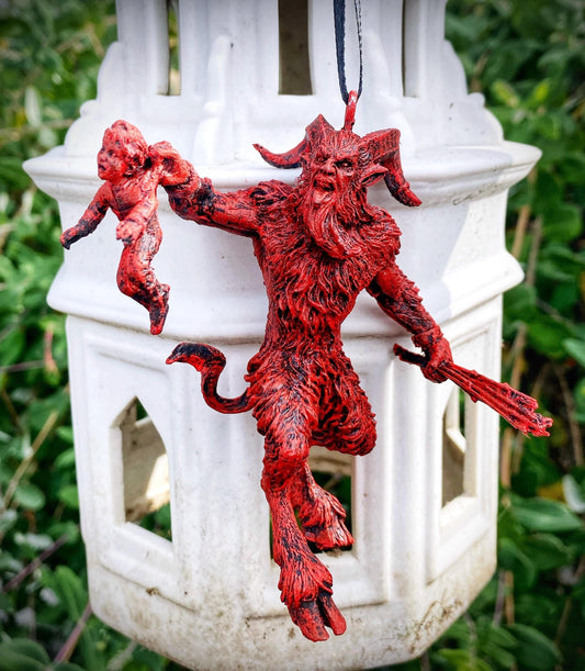 Krampus III Ornament, Hand Painted Resin Sculpture | Christmas Legend Figurine | Unique Dark Christmas Demon Ornament for Holiday Decor