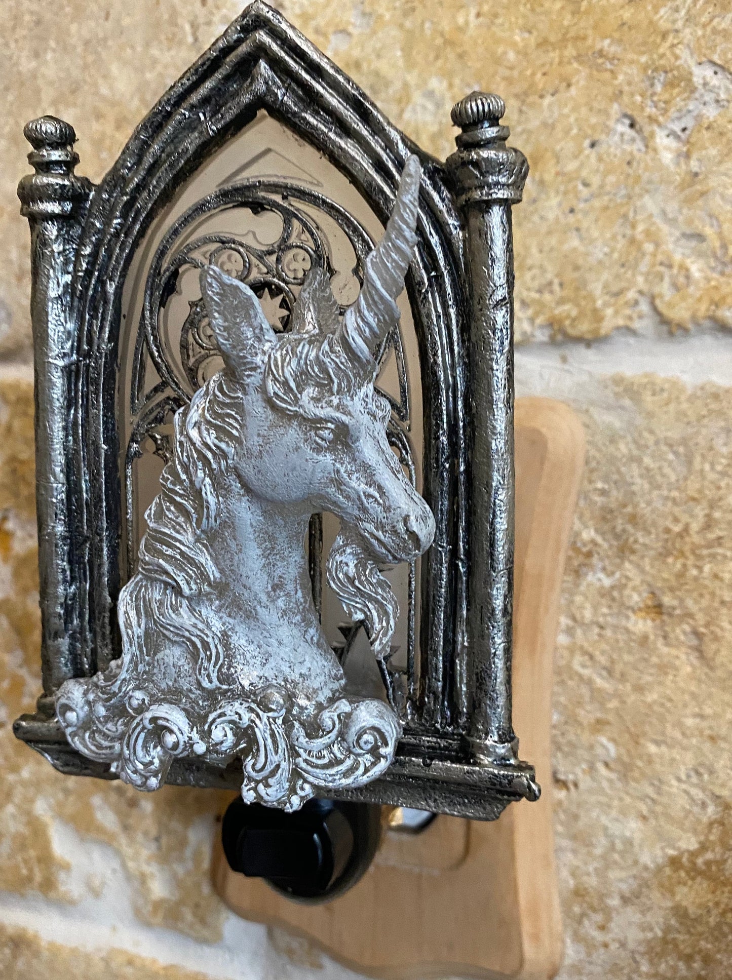 Unicorn and Gothic Cathedral Window Nightlight | Medieval Gothic Night Light |  Unicorn Lighting for Gothic Fantasy Home Decor