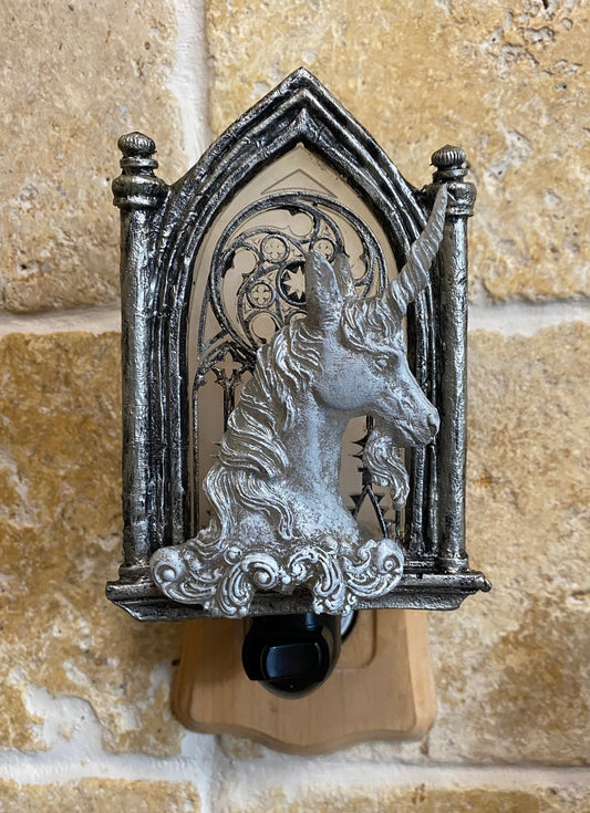 Unicorn and Gothic Cathedral Window Nightlight | Medieval Gothic Night Light |  Unicorn Lighting for Gothic Fantasy Home Decor