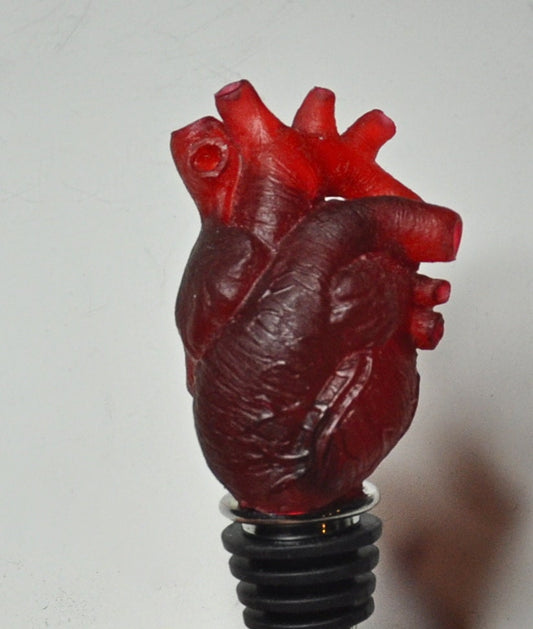 Anatomical Heart Winestopper, Hand Painted Resin | Gothic Medical Decor, Anatomy Heart Bottle Stopper |Fantasy Gothic Wine and Barware Gift