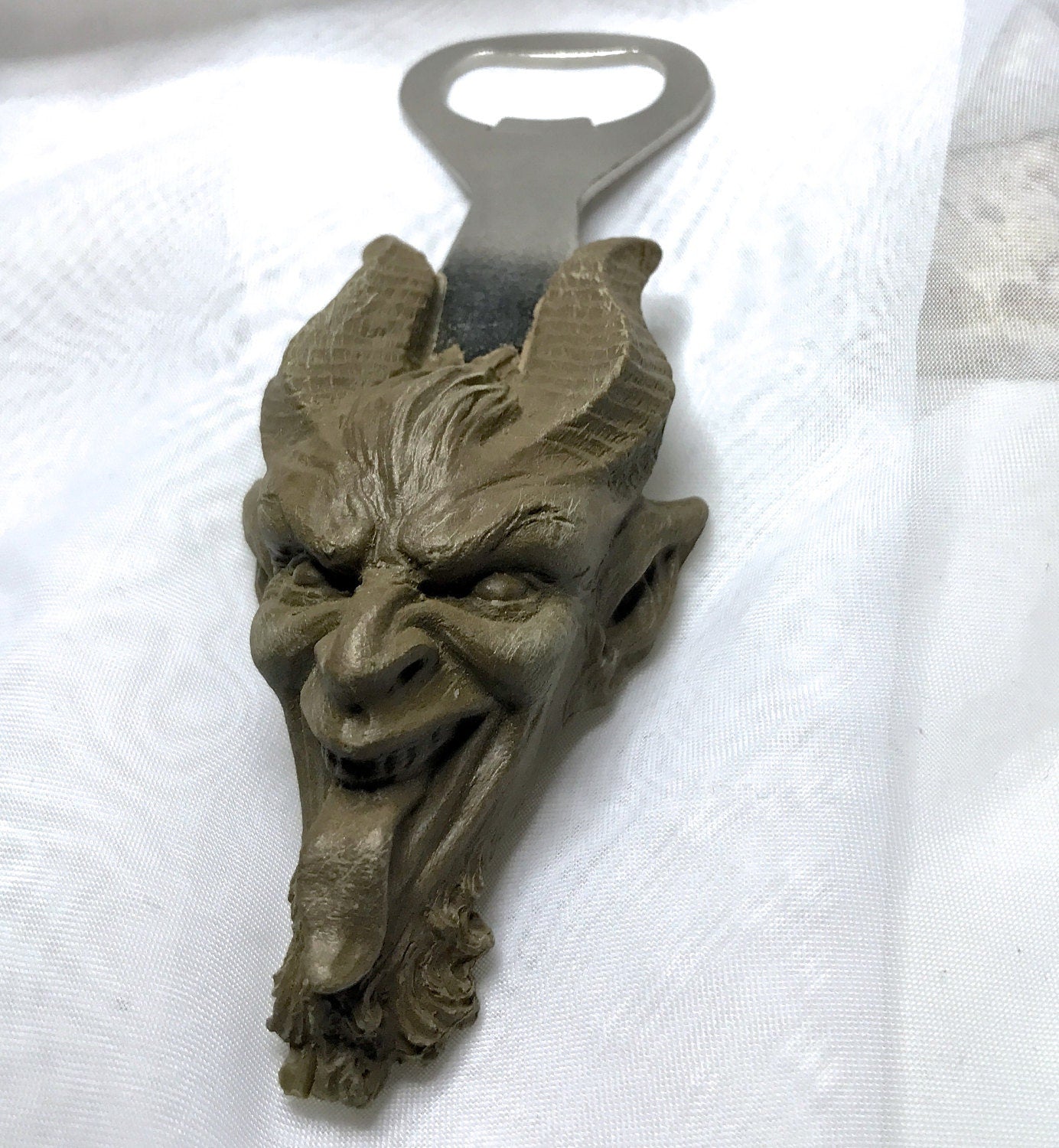 Krampus Opener, Hand Painted Resin, Bronze Finish | Gothic Holiday Barware | Krampus Devil Bottle Opener | Fantasy Gothic Barware Gift