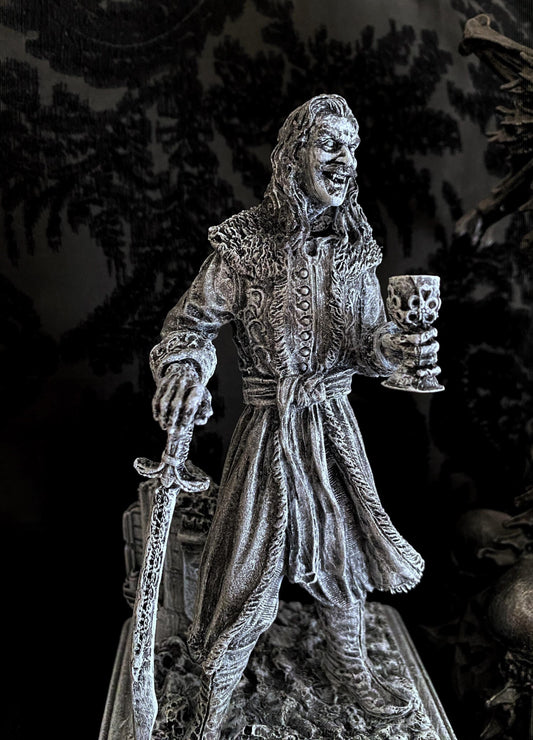 Dracula: Vlad the Impaler Statue, Hand Painted Resin Sculpture | Legendary Vampire Figurine |Undead Vlad Tepes |Gothic Gift and Spooky Decor
