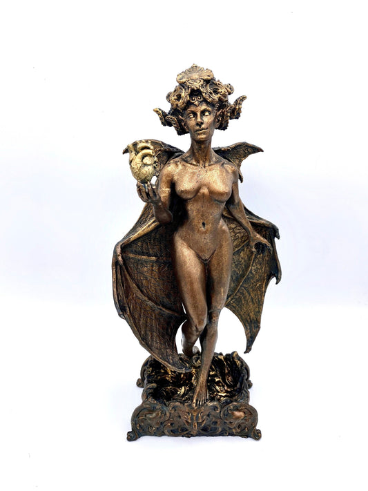 Lilith Statue, Hand Painted Resin Sculpture | Mythic Goddess Figurine |Myths and Legends Character |Altar Statue for Gothic Home Decor