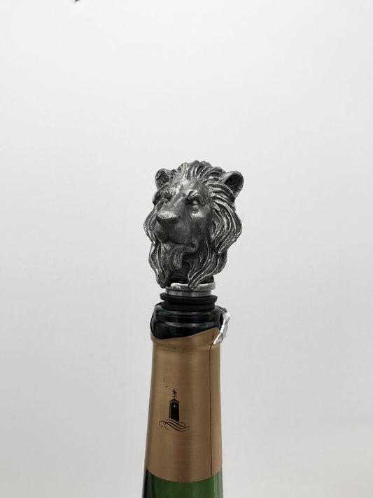 Lion Head Winestopper, Hand Sculpted Resin, Mythic Fantasy Art Barware | Gothic Lion Bottle Stopper | Fantasy Wine and Barware Gift