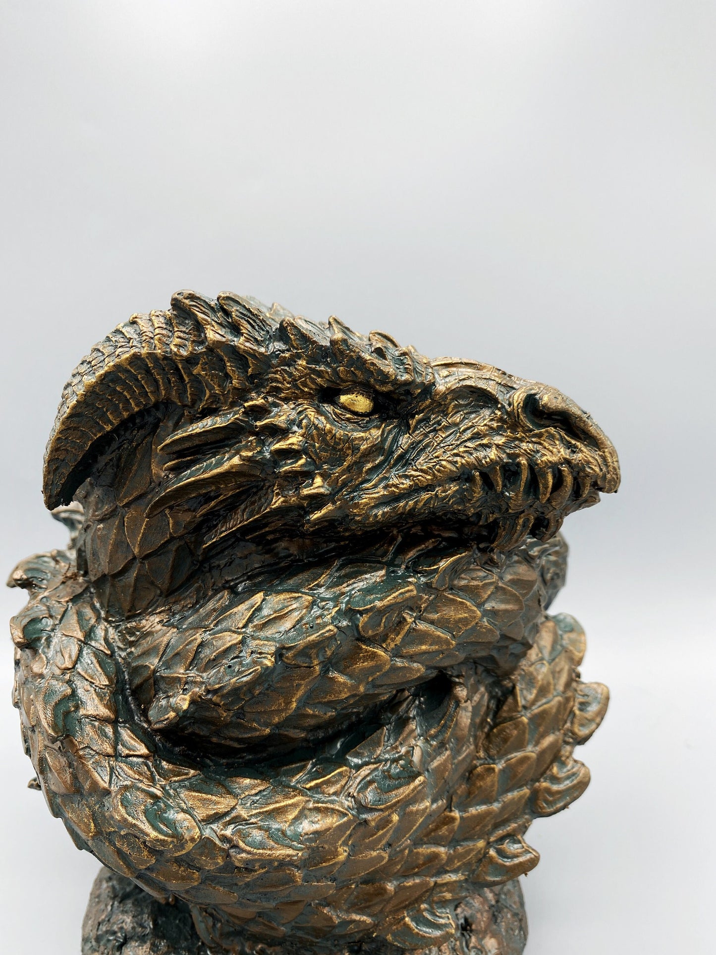 Coiled Dragon Planter, Large Version |  Unique Mythic Creature Home Decor | Resin Sculpture Snake Vase, Fantasy Art and Gothic Home Decor