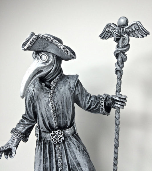 Venetian Plague Doctor Statue, Hand Painted Resin Sculpture | Gothic Medieval Figurine | Dark Carnivale Art for Spooky Home Decor