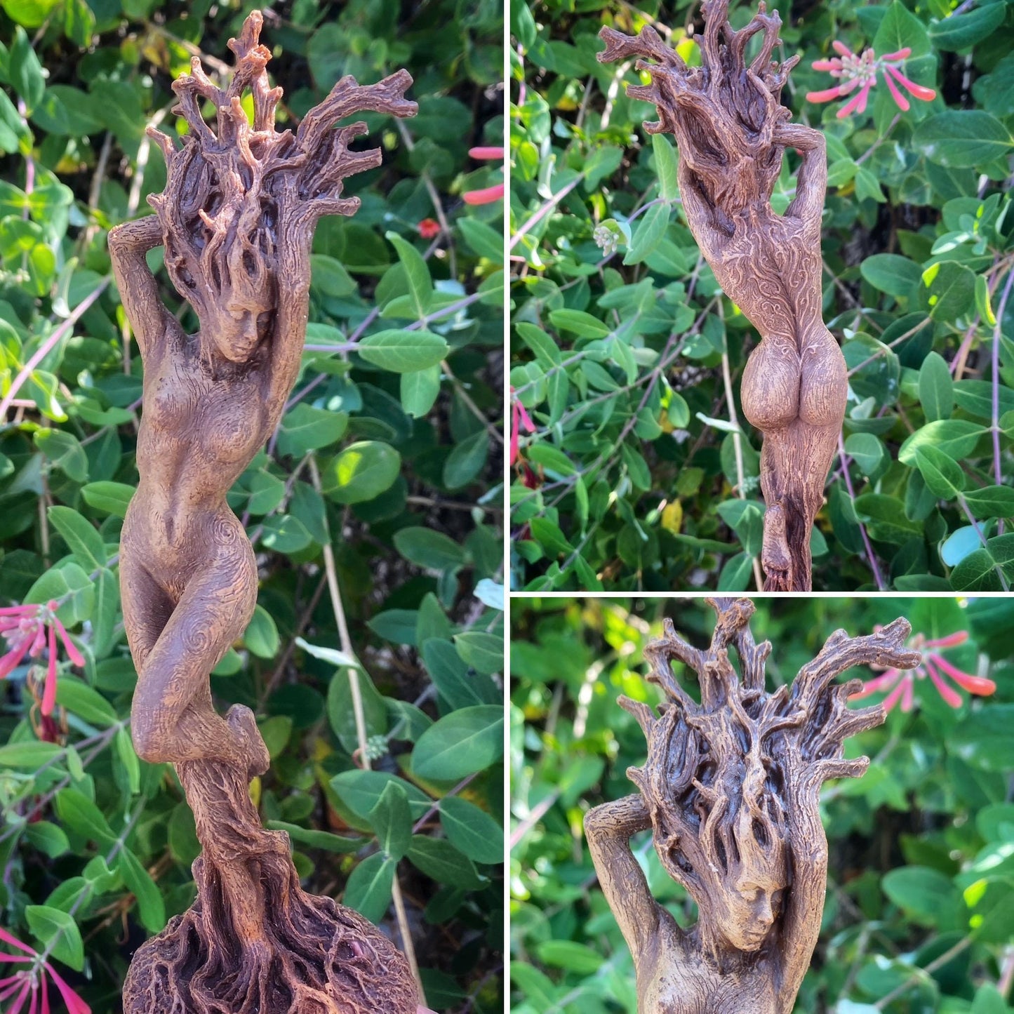 Dryad Statue, Hand Painted Resin Sculpture | Mythical Forest Creature Figurine | 8” Woodland Goddess Altar Statue for Nature Lovers