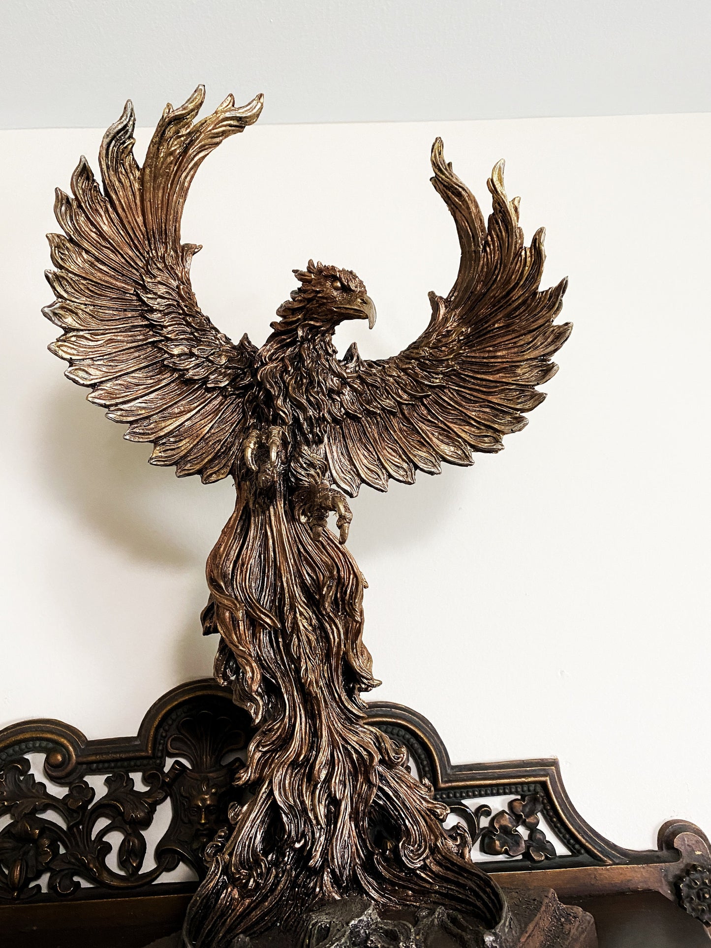 Phoenix Rising Statue, Large Version | Mythical Creature Figurine | Unique Legendary Flaming Phoenix Figurine. Fantasy Art Decor Gift