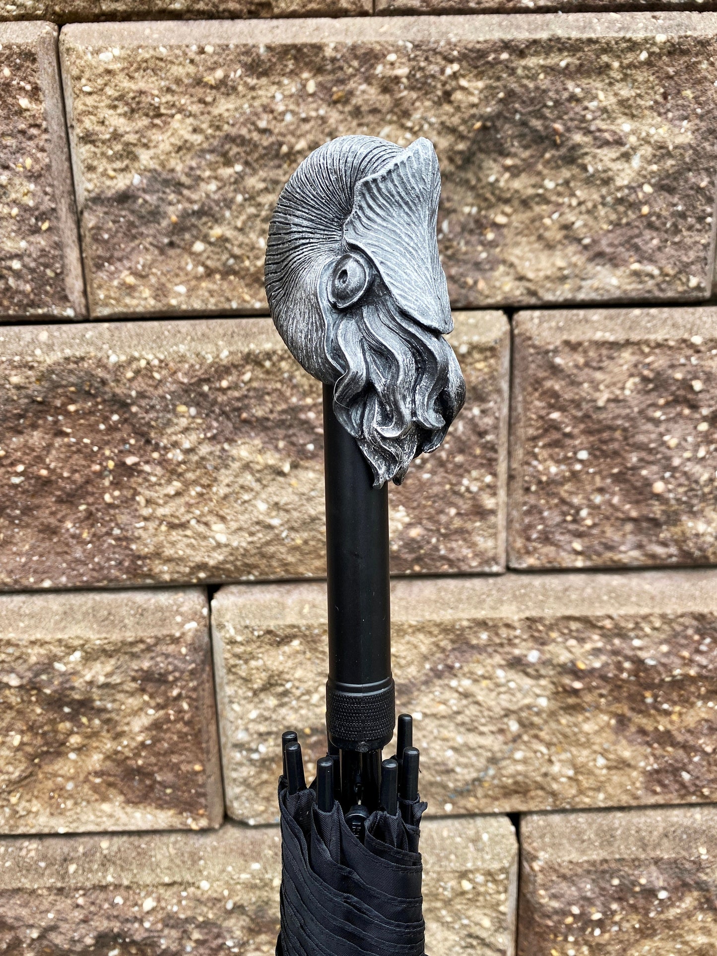 Nautilus Umbrella,Hand Sculpted Resin | Nautical Fossil Umbrella | Fantasy Natural History Parasol, Maritime Gothic Accessory