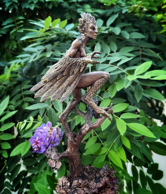 Harpy Statue, Hand Painted Resin Sculpture | Mythical Creature Figurine | Unique Legendary Bird Woman Figurine. Fantasy Art Decor