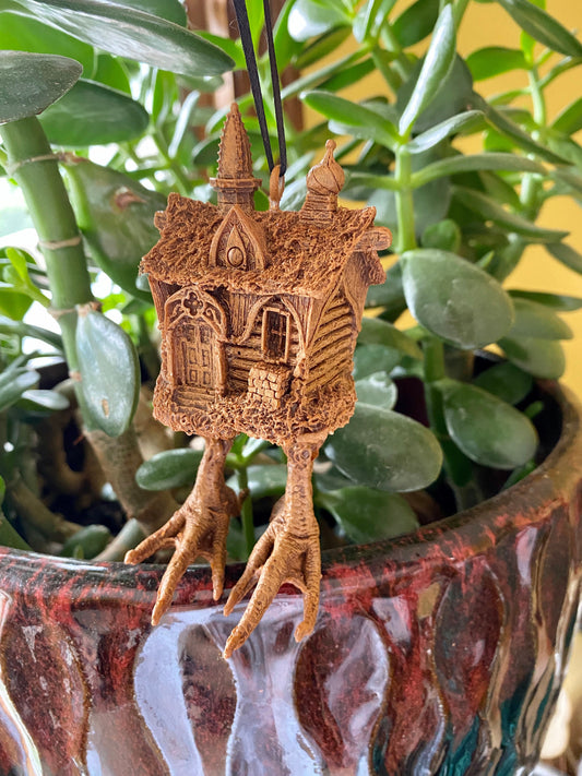 Baba Yaga Hut Ornament, Hand Painted Resin Sculpture | Russian Folklore Figurine | House Ornament | Fantasy Art for Witchy Holiday Decor