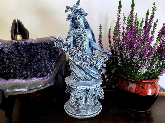 Hel, Goddess of Death and the Underworld Bust, Hand Painted Resin Sculpture | Pagan Goddess Figurine | Altar Statue for Gothic Home Decor