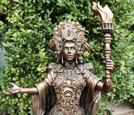 Hecate, Goddess of Witchcraft and Magic Statue, Resin Sculpture | Mythical Goddess Figurine | Folklore Altar Statue for Gothic Home Decor