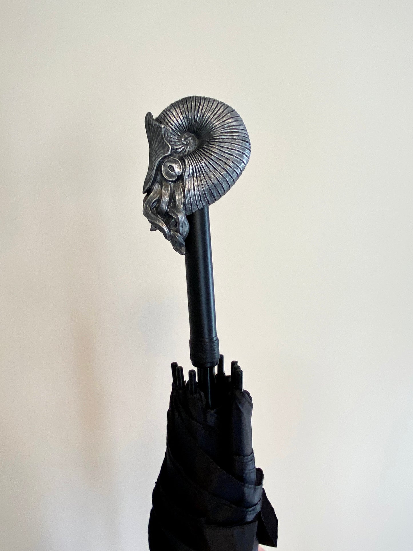 Nautilus Umbrella,Hand Sculpted Resin | Nautical Fossil Umbrella | Fantasy Natural History Parasol, Maritime Gothic Accessory