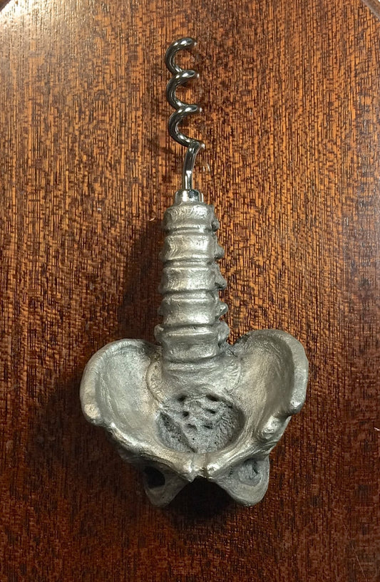 Spine and Pelvis Corkscrew, Hand Painted Resin | Gothic Medical Decor, Anatomy Spinal Cork Screw |Fantasy Gothic Wine and Barware Gift