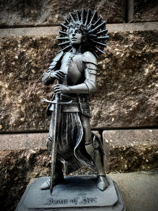 Joan of Arc Statue, Hand Painted Resin Sculpture | Medieval Warrior Saint Figurine | Feminist Icon Decor