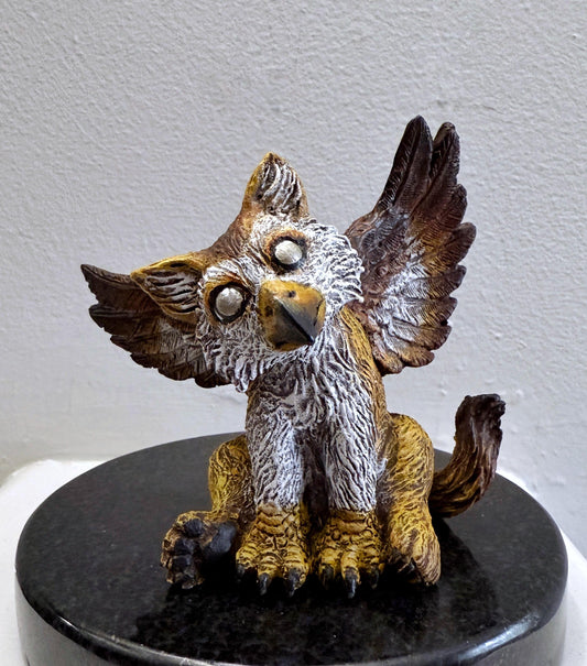 Baby Griffin Statue, Full Color Resin Sculpture | Mythical Creature Figurine | Unique Legendary Baby Griffin Figurine. Fantasy Art Gift