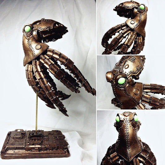 Mecha Kraken Statue, Hand Painted Resin Sculpture | Steampunk Robotic Octopus | Unique Fantasy Art Gamer Decor