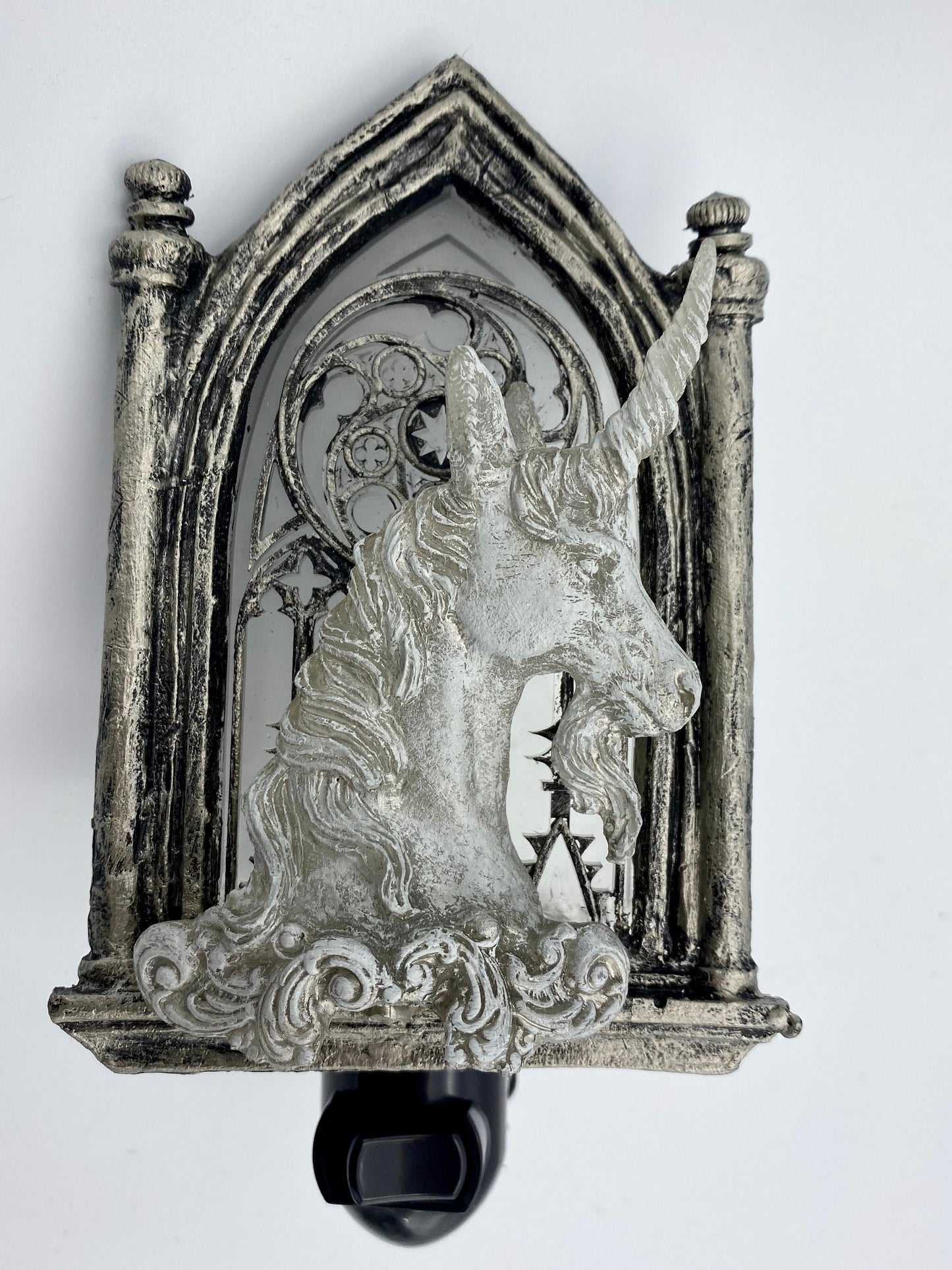 Unicorn and Gothic Cathedral Window Nightlight | Medieval Gothic Night Light |  Unicorn Lighting for Gothic Fantasy Home Decor