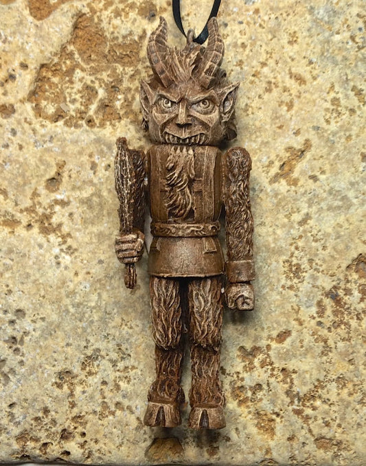 Krampus Nutcracker Ornament, Hand Painted Resin Sculpture | Mythical Creature Figurine | Unique Dark Christmas Demon, Gothic Holiday Decor