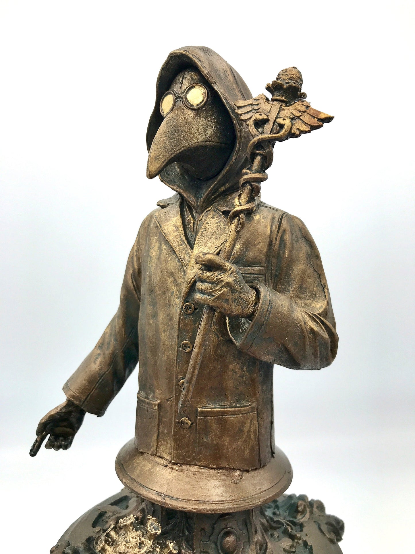 Healthcare Worker Bust, Plague Doctor Variant, Bronze Finish, Doctors Without Borders Charity