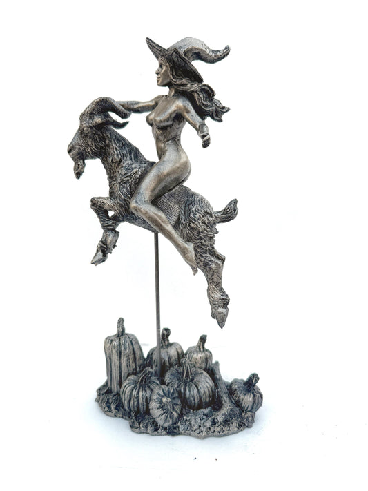 Witch’s Sabbath: Goat Rider Statue, Large Version Resin Sculpture | Pagan Folklore Witchcraft Figurine | Witchy Art for Gothic Home Decor